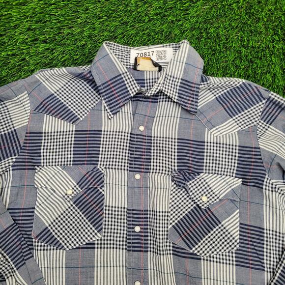 Vintage 80s Holt Shadow Pearl-Snap Shirt L 21x31 Long-Tails - Picture 10 of 11